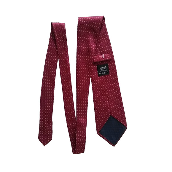 BATTISTONI Barneys New York Men's 100% Silk Tie Burgundy Multi Made in Italy - Picture 4 of 8